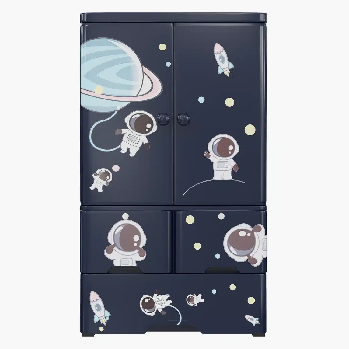 Kids Space Theme Wardrobe 3D Model - Image 2